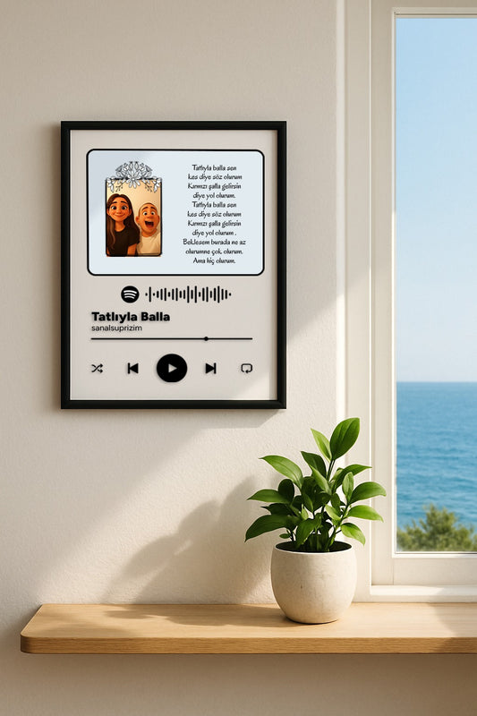 Kişiye Özel Spotify Karekodlu Çerçeveli Portre